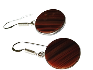 Banded Carnelian Sterling Silver Earrings 1 Natural Stone Handcrafted Jewelry Genuine Gemstone