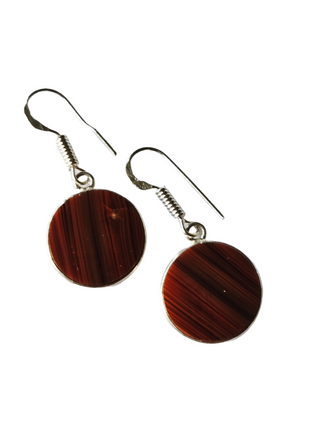 Banded Carnelian Sterling Silver Earrings 1 Natural Stone Handcrafted Jewelry Genuine Gemstone