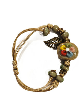 Handmade Ceramic Corded Bracelet Adjustable Tribal Boho Style Unisex (You choose style)