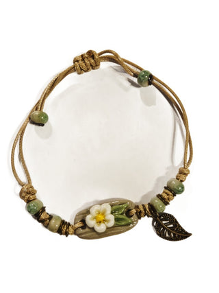 Handmade Ceramic Corded Bracelet Adjustable Tribal Boho Style Unisex (You choose style)