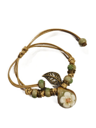 Handmade Ceramic Corded Bracelet Adjustable Tribal Boho Style Unisex (You choose style)