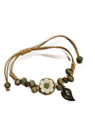 Handmade Ceramic Corded Bracelet Adjustable Tribal Boho Style Unisex (You choose style)