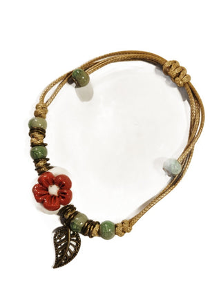 Handmade Ceramic Corded Bracelet Adjustable Tribal Boho Style Unisex (You choose style)
