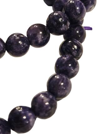 Charoite Round Bead Bracelet Rare Deep Purple 6-8mm