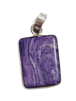 Charoite Sterling Silver Pendant 2 Natural Stone Handcrafted Jewelry Genuine Gemstone Necklace