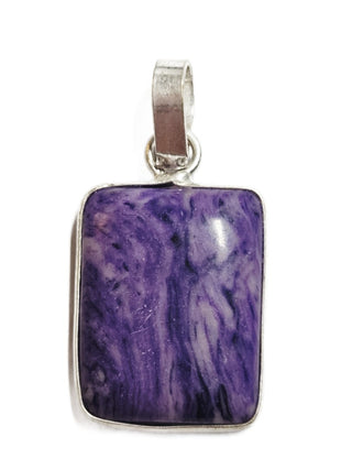 Charoite Sterling Silver Pendant 2 Natural Stone Handcrafted Jewelry Genuine Gemstone Necklace