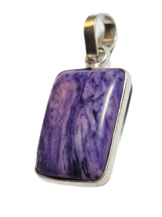 Charoite Sterling Silver Pendant 2 Natural Stone Handcrafted Jewelry Genuine Gemstone Necklace