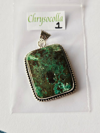 Chrysocolla Sterling Silver Pendant 1 Natural Stone Handcrafted Jewelry Genuine Gemstone Necklace
