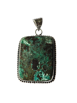 Chrysocolla Sterling Silver Pendant 1 Natural Stone Handcrafted Jewelry Genuine Gemstone Necklace