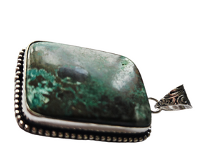 Chrysocolla Sterling Silver Pendant 1 Natural Stone Handcrafted Jewelry Genuine Gemstone Necklace