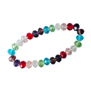 Multicolour Crystal Bead Bracelet Faceted Glass Rondelle Stretch Fit