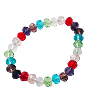 Multicolour Crystal Bead Bracelet Faceted Glass Rondelle Stretch Fit