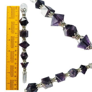 Amethyst Crystal Healing Wand - Faceted Geometric Gems with Sphere & Point