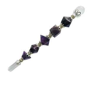 Amethyst Crystal Healing Wand - Faceted Geometric Gems with Sphere & Point