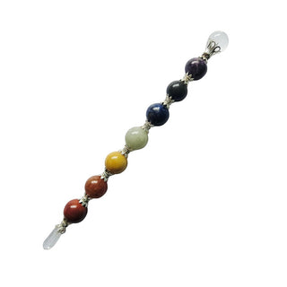 7 Chakra Crystal Healing Wand - Polished Gemstone Spheres with Clear Quartz Point & Sphere Cap
