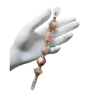 Rose Quartz Crystal Healing Wand - Faceted Geometric Gems with Sphere & Point