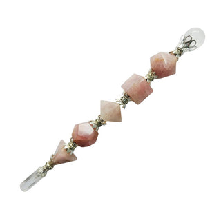 Rose Quartz Crystal Healing Wand - Faceted Geometric Gems with Sphere & Point