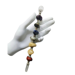 7 Chakra Crystal Healing Wand - Freeform Tumbled Stones with Clear Quartz Point & Sphere Cap
