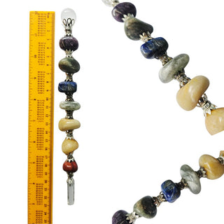 7 Chakra Crystal Healing Wand - Freeform Tumbled Stones with Clear Quartz Point & Sphere Cap