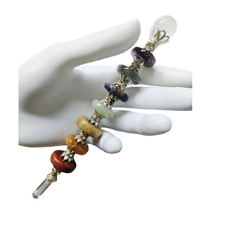 7 Chakra Crystal Healing Wand - Flat Rounded Gemstone Discs with Clear Quartz Point & Sphere