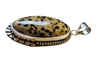 Dalmation Jasper Sterling Silver Pendant 1 Natural Stone Handcrafted Jewelry Genuine Gemstone Necklace
