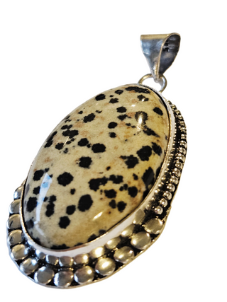 Dalmation Jasper Sterling Silver Pendant 1 Natural Stone Handcrafted Jewelry Genuine Gemstone Necklace