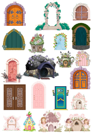 Fairy Doors - Pre Printed Water Slide Decal / Dissolving/Tattoo Paper