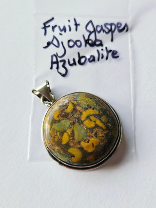 Fruit Jasper Sterling Silver Pendant 1 Natural Stone Handcrafted Jewelry Genuine Gemstone Necklace