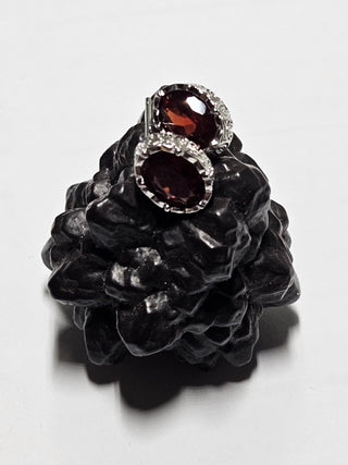 Solid Garnet Stud Oval Earrings Filigree Australian Genuine Gems Silver