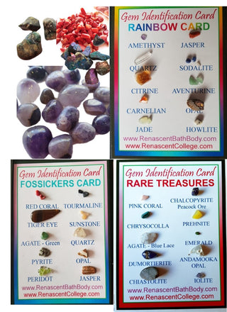 Handmade Gemstone ID Card 10 Crystals Polished Rough Collector Healing