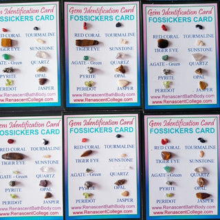 Handmade Gemstone ID Card 10 Crystals Polished Rough Collector Healing