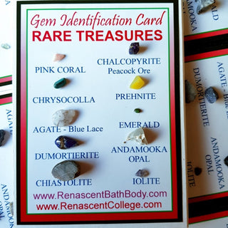Handmade Gemstone ID Card 10 Crystals Polished Rough Collector Healing