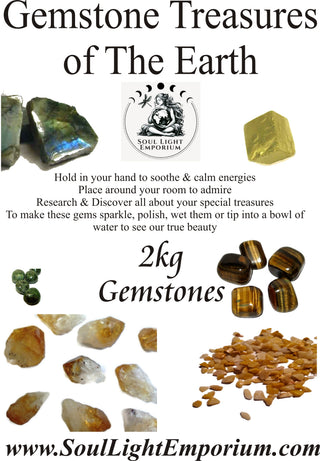 GEMSTONES 1kg Bulk specimens Mixed GEMS CRYSTALS Earth Treasures Minerals Gift