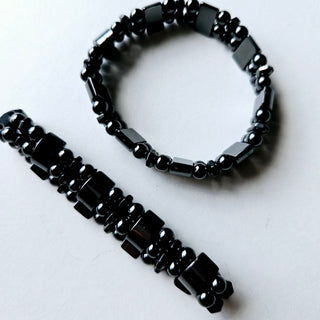 Hematite Stretch Bracelet Natural Magnetic Gemstone Protection Double Strand 4