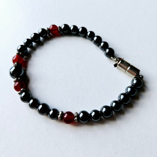 Hematite Stretch Bracelet Natural Magnetic Gemstone Protection + Garnet 5