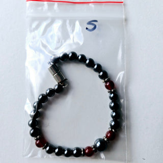 Hematite Stretch Bracelet Natural Magnetic Gemstone Protection + Garnet 5