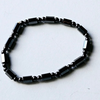 Hematite Stretch Bracelet Natural Magnetic Gemstone Protection Barrel 7