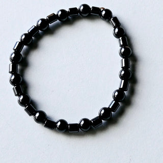 Hematite Stretch Bracelet Natural Magnetic Gemstone Protection Ball Spacer 8