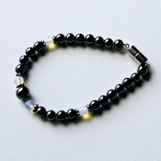 Hematite Stretch Bracelet Natural Magnetic Gemstone Protection Moonstone Ball 9