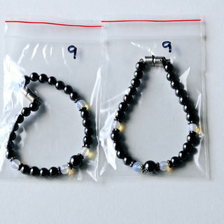 Hematite Stretch Bracelet Natural Magnetic Gemstone Protection Moonstone Ball 9