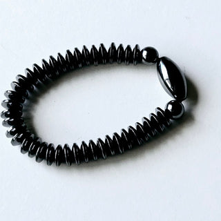 Hematite Stretch Bracelet Natural Magnetic Gemstone Protection Spacer Flats 11