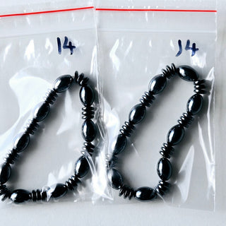 Hematite Stretch Bracelet Natural Magnetic Gemstone Protection Triple Spacer Barrel 14