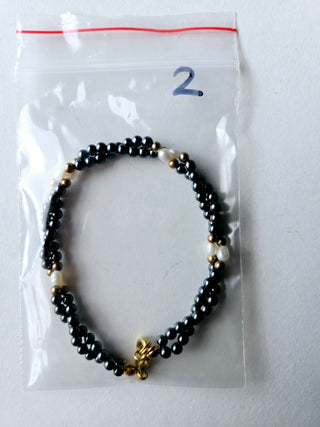 Hematite Stretch Bracelet Natural Magnetic Gemstone Protection Pearl Gold 2