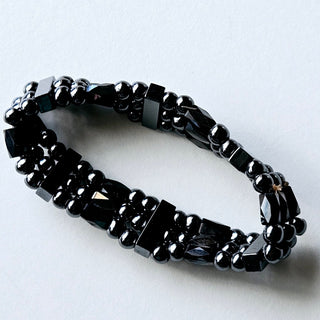 Hematite Stretch Bracelet Natural Magnetic Gemstone Protection Triple Strand 13