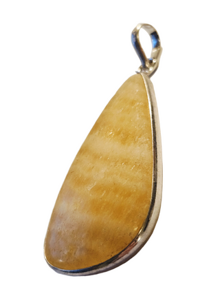 Honey Calcite Sterling Silver Pendant 1 Natural Stone Handcrafted Jewelry Genuine Gemstone Necklace