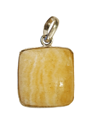 Honey Calcite Sterling Silver Pendant 2 Natural Stone Handcrafted Jewelry Genuine Gemstone Necklace
