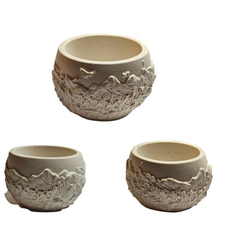 Flower Fields Handmade Hydrostone Bowl Planter Crystal Holder Nature Relief