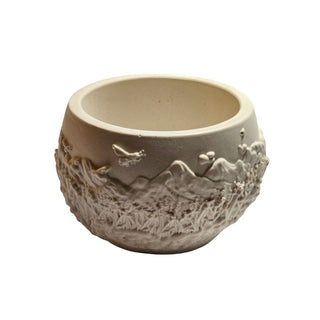 Flower Fields Handmade Hydrostone Bowl Planter Crystal Holder Nature Relief