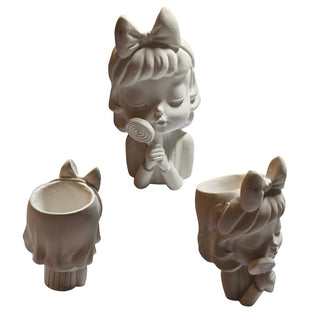 Lollipop Dreamer — Handmade Hydrostone Figurine Planter & Multi-Use Vessel