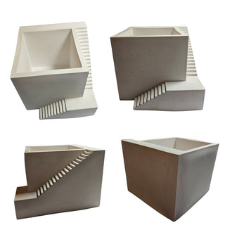 Elevation Handmade Hydrostone Square Planter Geometric Staircase Desk Organiser